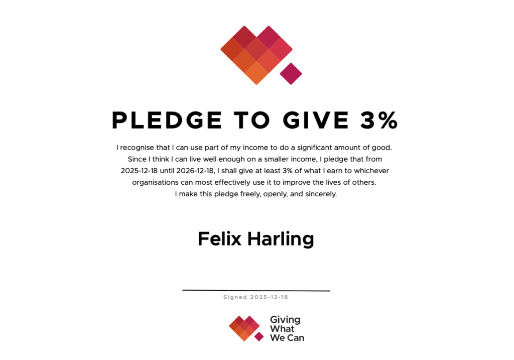Effektiv spenden: Pledge to give 3% // Felix Harling